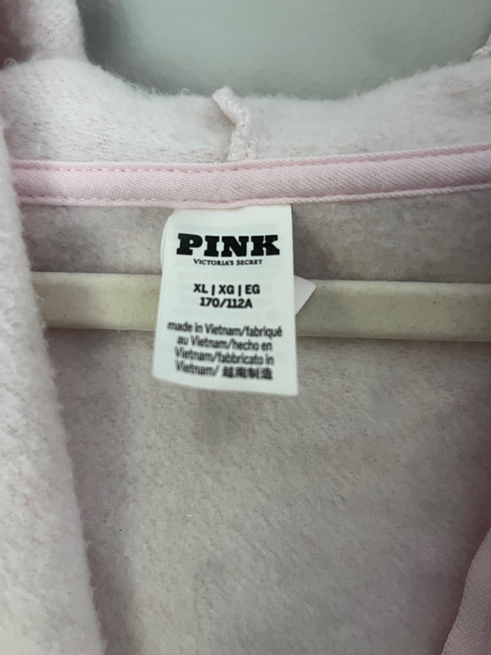 PINK Victoria's Secret Pale Pink Fleece Hoodie - Picture 2 of 2